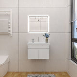 Modern Splash Mat White Wall-Mounted Bathroom Vanity Unit With Basin Double Doors  590*385*400mm