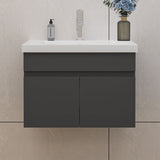 Modern Splash Mat Anthracite Wall-Mounted Bathroom Vanity Unit With Thick Ceramic Basin Double Doors  590*385*400mm