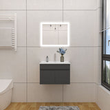 Modern Splash Mat Anthracite Wall-Mounted Bathroom Vanity Unit With Thin Ceramic Basin And Double Doors  590*385*400mm