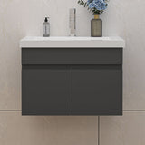 Modern Splash Mat Anthracite Wall-Mounted Bathroom Vanity Unit With Basin Double Doors  590*385*400mm