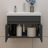 Modern Splash Mat Anthracite Wall-Mounted Bathroom Vanity Unit With Basin Double Doors  590*385*400mm