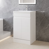 Modern Splash Mat White Free Standing Bathroom Vanity Unit With Thick Ceramic Basin And Double Door 500*385*800mm