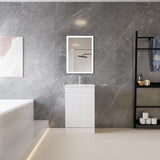 Modern Splash Mat White Free Standing Bathroom Vanity Unit With Thick Ceramic Basin And Double Door 500*385*800mm