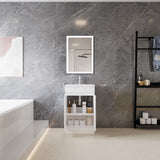 Modern Splash Mat White Free Standing Bathroom Vanity Unit With Thick Ceramic Basin And Double Door 500*385*800mm