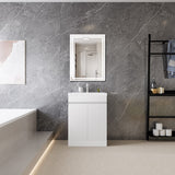 Modern Splash Mat White Free Standing Bathroom Vanity Unit With Thick Ceramic Basin And Double Door 600*390*800mm