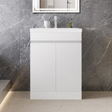 Modern Splash Mat White Free Standing Bathroom Vanity Unit With Thick Ceramic Basin And Double Door 600*390*800mm