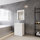 Modern Splash Mat White Free Standing Bathroom Vanity Unit With Thin Ceramic Basin And  Double Door 600*390*800mm
