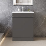 Modern Splash Anthracite Free Standing Bathroom Vanity Unit With Thick Ceramic Basin And Double Door 600*390*800mm