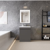 Modern Splash Anthracite Free Standing Bathroom Vanity Unit With Thick Ceramic Basin And Double Door 600*390*800mm
