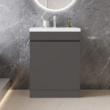 Modern Splash Mat Anthracite Free Standing Bathroom Vanity Unit With Basin Double Door 600*390*800mm