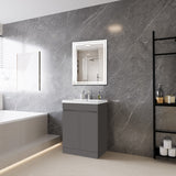 Modern Splash Anthracite Free Standing Bathroom Vanity Unit With Thick Ceramic Basin And Double Door 600*390*800mm