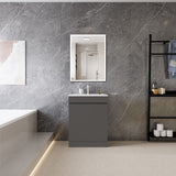Modern Splash Mat Anthracite Free Standing Bathroom Vanity Unit With Thin Ceramic Basin And  Double Door 600*390*800mm