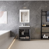 Modern Splash Anthracite Free Standing Bathroom Vanity Unit With Thick Ceramic Basin And Double Door 600*390*800mm