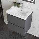 Modern Splash Wall Mounted Bathroom Vanity Unit With Thick Ceramic Basin And 2 Soft Close Drawers GreMD 500*385*520mm