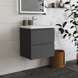 Modern Splash Wall Mounted Bathroom Vanity Unit With Thick Ceramic Basin And 2 Soft Close Drawers GreMD 500*385*520mm