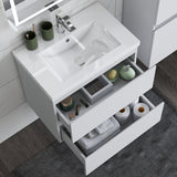 Modern Splash Wall Mounted Bathroom Vanity Unit With Artificial Stone Basin And 2 Soft Close Drawers White 600*385*520mm