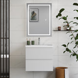 Modern Splash Wall Mounted Bathroom Vanity Unit With Thin Ceramic Basin And 2 Soft Close Drawers White 600*385*520mm