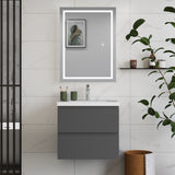 Modern Splash Wall Mounted Bathroom Vanity Unit With Thin Ceramic Basin And 2 Soft Close Drawers Anthracite 600*385*520mm