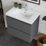 Modern Splash Wall Mounted Bathroom Vanity Unit With Thin Ceramic Basin And 2 Soft Close Drawers Anthracite 600*385*520mm