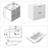 Modern Splash Wall Mounted White Bathroom Vanity Unit With Thick Ceramic Basin And 2 Soft Close Drawers  600*385*520mm