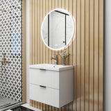 Modern Splash Wall Mounted White Bathroom Vanity Unit With Thick Ceramic Basin And 2 Soft Close Drawers  600*385*520mm