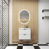 Modern Splash Wall Mounted White Bathroom Vanity Unit With Thin Ceramic Basin And 2 Soft Close Drawers  600*385*520mm