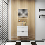 Modern Splash Wall Mounted White Bathroom Vanity Unit With Artificial Stone Basin And 2 Soft Close Drawers  600*385*520mm