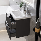 Modern Splash Wall Mounted Anthracite Bathroom Vanity Unit With Thick Ceramic Basin And 2 Soft Close Drawers  600*385*520mm