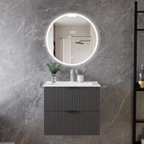 Modern Splash Wall Mounted Anthracite Bathroom Vanity Unit With Thin Ceramic Basin And 2 Soft Close Drawers 600*385*520mm
