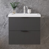Modern Splash Wall Mounted Anthracite Bathroom Vanity Unit With Artificial Stone Basin And 2 Soft Close Drawers 600*385*520mm