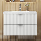 Modern Splash Wall Mounted White Bathroom Vanity Unit With Ceramic Basin And 2 Soft Close Drawers 790*460*520mm