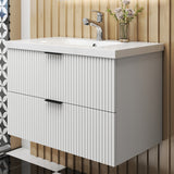 Modern Splash Wall Mounted White Bathroom Vanity Unit With Ceramic Basin And 2 Soft Close Drawers 790*460*520mm