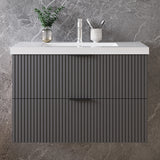 Modern Splash Wall Mounted Anthracite Bathroom Vanity Unit With Artificial Stone Basin And 2 Soft Close Drawers 790*460*520mm