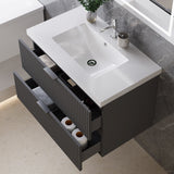Modern Splash Wall Mounted Anthracite Bathroom Vanity Unit With Artificial Stone Basin And 2 Soft Close Drawers 790*460*520mm