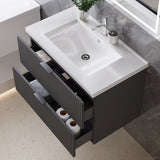 Modern Splash Wall Mounted Anthracite Bathroom Vanity Unit With Thick Ceramic Basin And 2 Soft Close Drawers 790*460*520mm