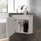 Modern Splash Mat white Corner Bathroom Vanity Unit With Integrated Sink 1 Door Soft-Close 395*395*420mm