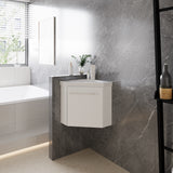 Modern Splash Mat white Corner Bathroom Vanity Unit With Integrated Sink 1 Door Soft-Close 395*395*420mm
