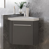 Modern Splash Mat Anthracite Corner Bathroom Vanity Unit With Integrated Sink 1 Door Soft-Close 395*395*420mm