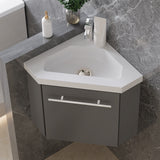 Modern Splash Mat Anthracite Corner Bathroom Vanity Unit With Integrated Sink 1 Door Soft-Close 395*395*420mm
