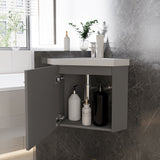 Modern Splash Mat Anthracite Corner Bathroom Vanity Unit With Integrated Sink 1 Door Soft-Close 395*395*420mm