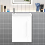 Modern Splash Wall-Mounted Mat White Free Standing Bathroom Vanity Unit With Integrated Sink 1 Door Soft-Close door 440*230*600mm