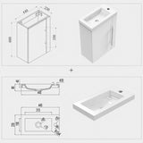 Modern Splash Wall-Mounted Mat White Free Standing Bathroom Vanity Unit With Integrated Sink 1 Door Soft-Close door 440*230*600mm