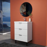 Modern Splash White Bathroom Vanity With Thin Ceramic Basin And 3 Soft Close Drawers 600*385*850mm
