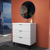Modern Splash White Bathroom Vanity With Square Basin And 3 Soft Close Drawers 800*460*850mm