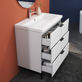 Modern Splash White Bathroom Vanity With Thick Ceramic Basin And 3 Soft Close Drawers 800*460*850mm