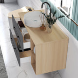 Modern Splash Wall-Mounted Bathroom Vanity Unit With 2 Soft Close Drawers Ceramic Basin Oak Anthracite 990*460*520mm 350A