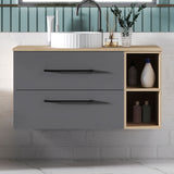 Modern Splash Wall-Mounted Bathroom Vanity Unit With 2 Soft Close Drawers Ceramic Basin Oak Anthracite 990*460*520mm 360A