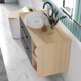 Modern Splash Wall-Mounted Bathroom Vanity Unit With 2 Soft Close Drawers Ceramic Basin Oak Anthracite 990*460*520mm 360A