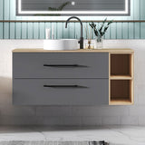 Modern Splash Wall-Mounted Bathroom Vanity Unit With 2 Soft Close Drawers Ceramic Basin Oak Anthracite 1200*460*520mm 350A