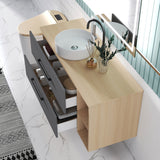 Modern Splash Wall-Mounted Bathroom Vanity Unit With 2 Soft Close Drawers Ceramic Basin Oak Anthracite 1200*460*520mm 350A